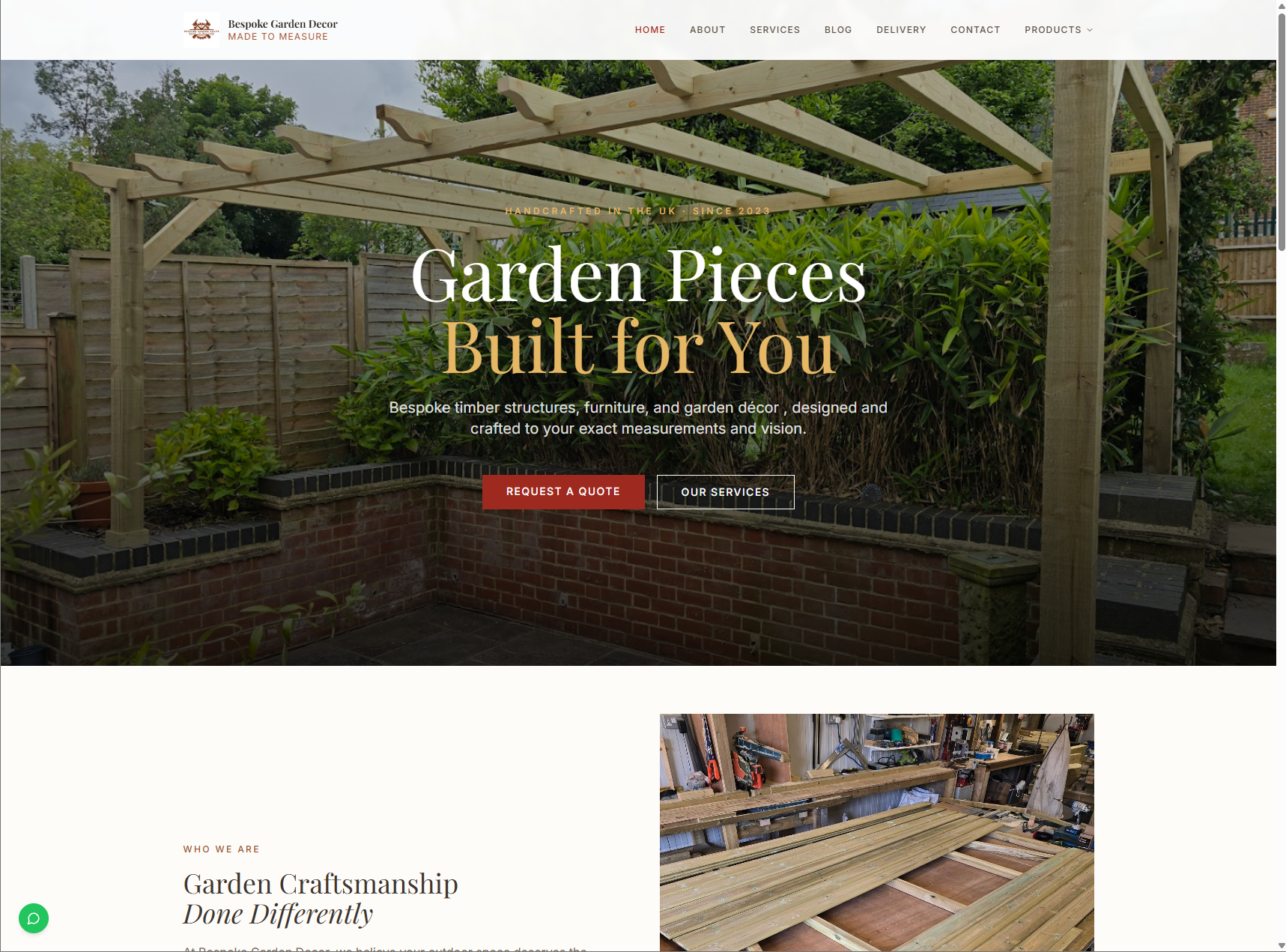Bespoke Garden Decor — A made-to-measure workshop given a product range you can actually browse before enquiring.