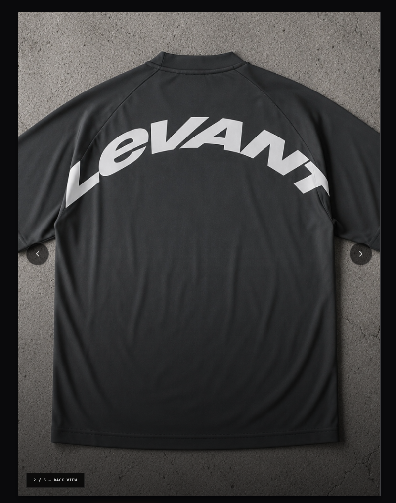 LEVANT product gallery — back view of the 001 performance top